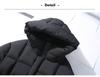 Men's Trendy Winter Hooded Down Jacket: Warm, Thickened, Mid-Length Coat with Stand Collar.