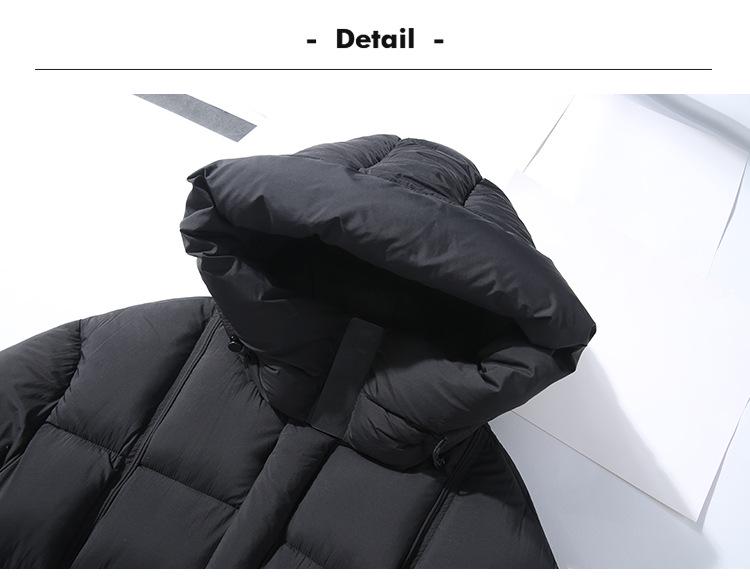 Men's Trendy Winter Hooded Down Jacket: Warm, Thickened, Mid-Length Coat with Stand Collar.