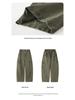 Tao Town Girls' Army Green Denim Scimitar Wide-Leg Cargo Pants - Spring/Autumn Casual Long Pants for Older Children