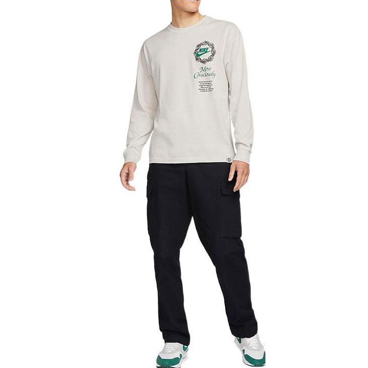 Nike T Shirts Men's Light Bone Crew Neck Moderate Straight Fit DN5141-072