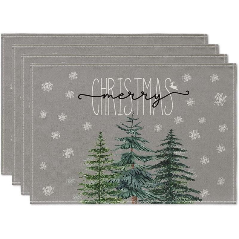 Cross-Border Bestseller Christmas Linen Placemat - Festive Letters & Colors for Restaurant Decoration