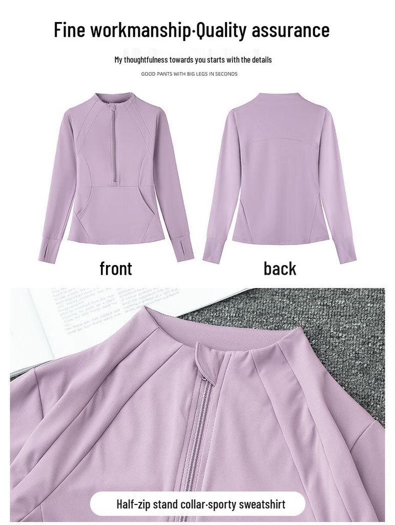 2024 Damen High-End Yoga-Set: Sportbekleidung mit halbem Reißverschluss und Micro-Flare-Hufeisenhosen