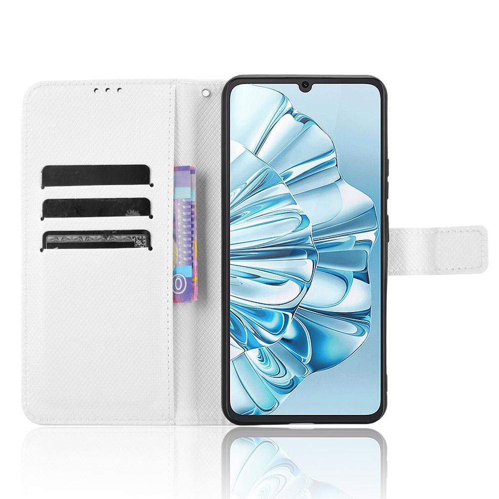 

For Cubot A20 Case PU Leather Diamond Texture Wallet Phone Cover White