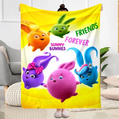 Sunny Bunnies Friendship Flannel Blanket-Soft and Suitable for Sofas,Beds,Offices,Travel,All Seasons,Great Gift for Holidays and Birthdays.
