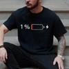 Unisex Crew Neck Low Battery One Percent Print Short Sleeve Cotton Tee Casual Summer Streetwear Loose Basic Daily Outdoor Wear Top