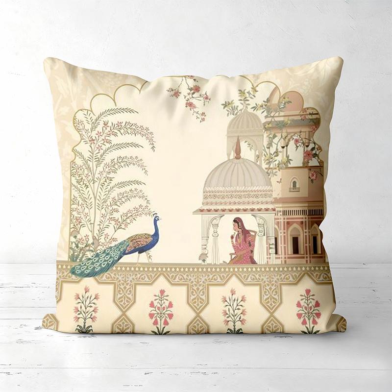 Indian Style Decorative Cushion Covers Floral Peacock Cow Polyester pillowcase, sofa decorative cushion cov Headboard Pillow