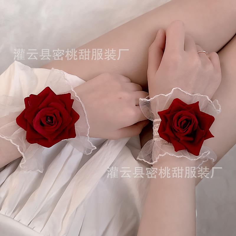 Sexy Sleeve Accessories Lolita Small Fresh Rose Wristband Dark Lace Rose Bracelet