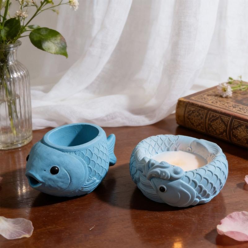Fish Shape Silicone Candle Molds For Resin Casting Making Candle Container Flowerpot Cement Planter Home Decoration