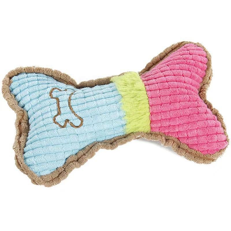 Durable Plush Chewy Squeaky Dog Bone Toy for Small & Medium Dogs 