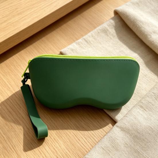Silicone Glasses Case Portable Sunglasses Pouch with Zipper Lanyard Waterproof Large