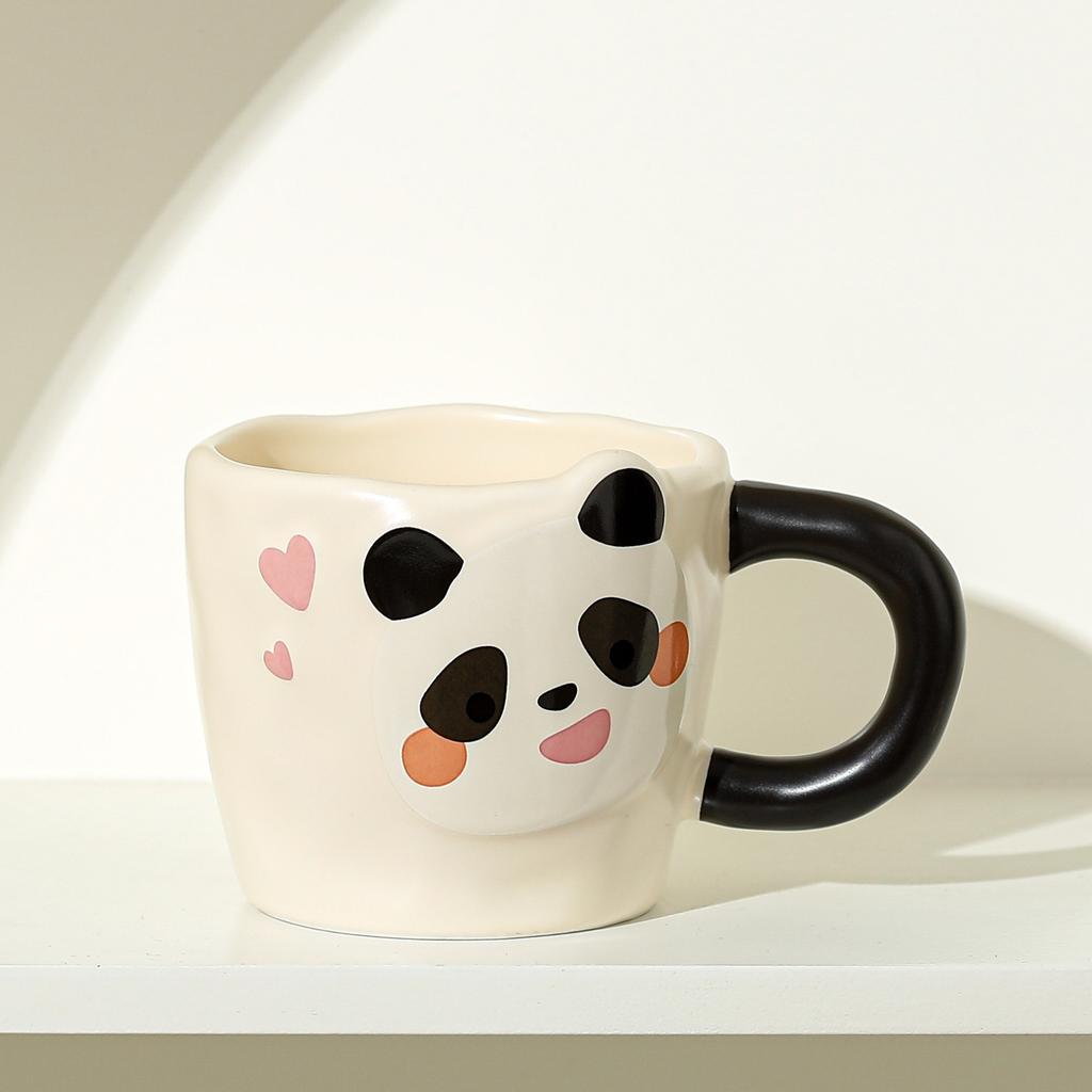 Niche Vysoce hodnotný reliéfní hrnek Panda na pití vody Ručně vyráběný keramický hrnek Kreativní domácí hrnek na kávu a mléko