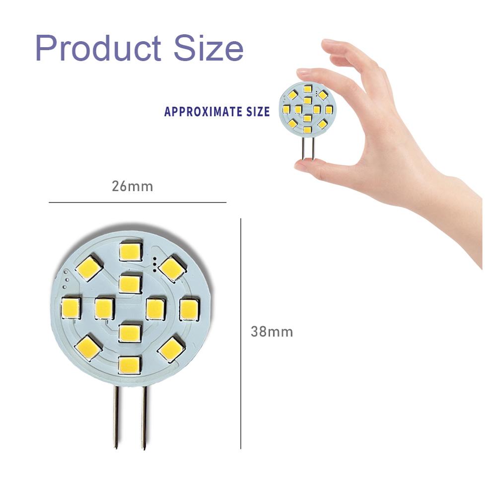 10 Pack G4 LED Bulbs AC/DC 12V 2W SMD2835 Super Bright for Recessed Puck Light Cabinet RV Interior Lighting
