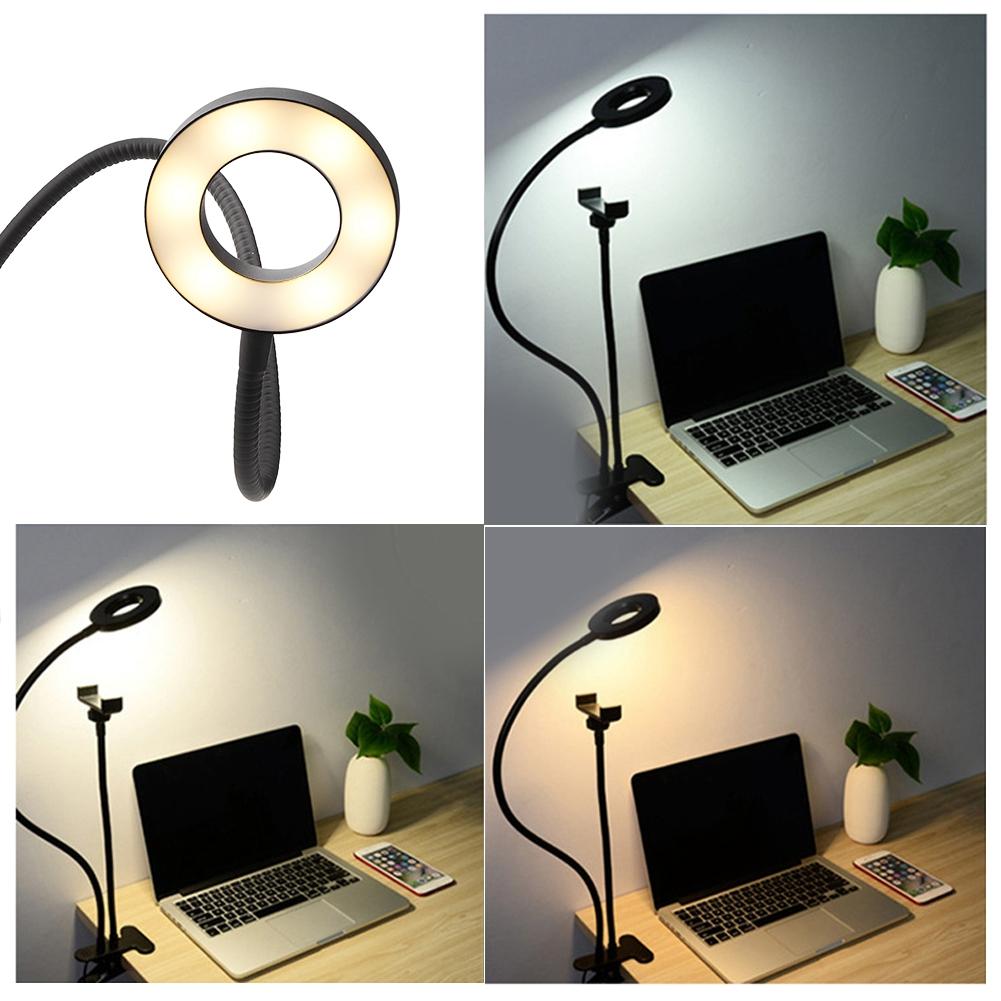 USB Powered Adjustable LED Fill Light Photography Light Phone Bracket for Live Broadcast Black