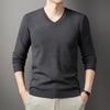 Solid Color V Neck Long Sleeve Pullover Knit Sweater For Men