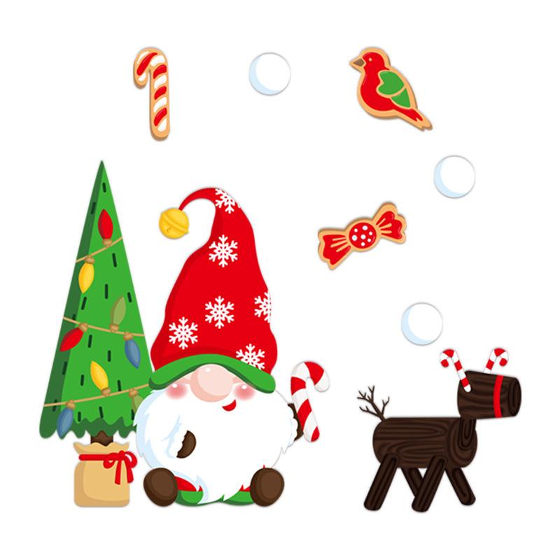Christmas Snowman, Electrostatic Glass, Cute Cartoon Stickers, Atmosphere Shopping Center Scene Decoration