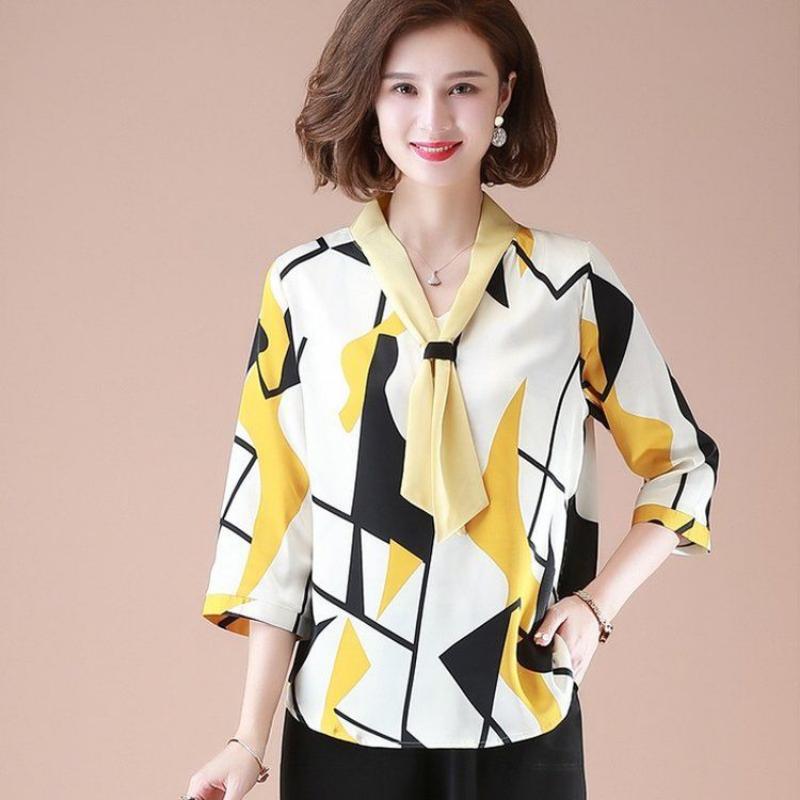 Prémiová šifonová košile Dámská Maminka Středního věku a Starší Maminka Letní Temperament Spodní košile Top Košile