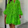 Cross Border Solid V-neck Embroidered Hollow Lace Dress