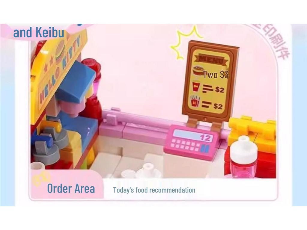 Hello Kitty Cinnamoroll Hamburger & Ice Cream Truck Building Blocks Toy