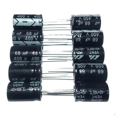 10x Aluminum Electrolytic Capacitors, 450V Electrolysis 16x25mm 68uf 105° Radial Long Leads,