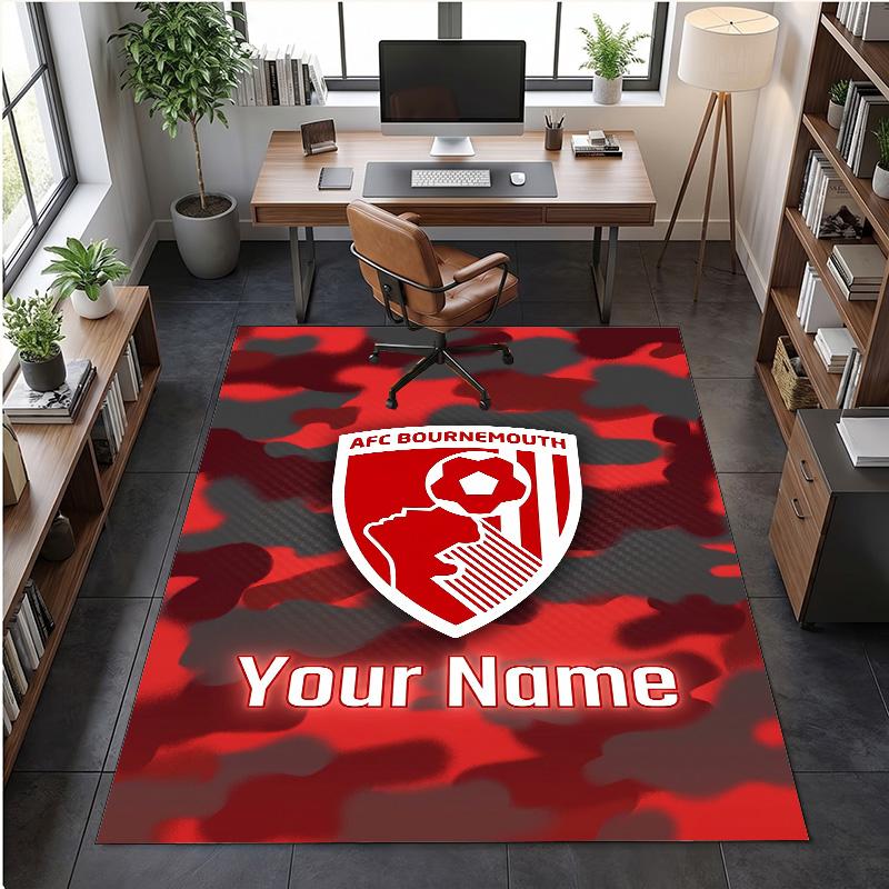 Crystal Velvet Rug Bournemouth Football Print Custom Name Text Floor Mat Home Decor