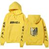 Attack on Titan Unisex Fleece Hoodie Front Japanese Text, Back Wings of Freedom Logo Autumn Winter Casual Pullover