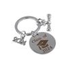 2024 Graduation Doctoral Cap Stainless Steel Engraved Keychain Rings Key Holder Inspirational Language Creative Gift Accessories