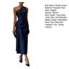 Women's One Shoulder Satin Prom Dress Summer Sleeveless Party Cocktail Midi Dress Ruched Bodycon Evening Wedding Guest Dress