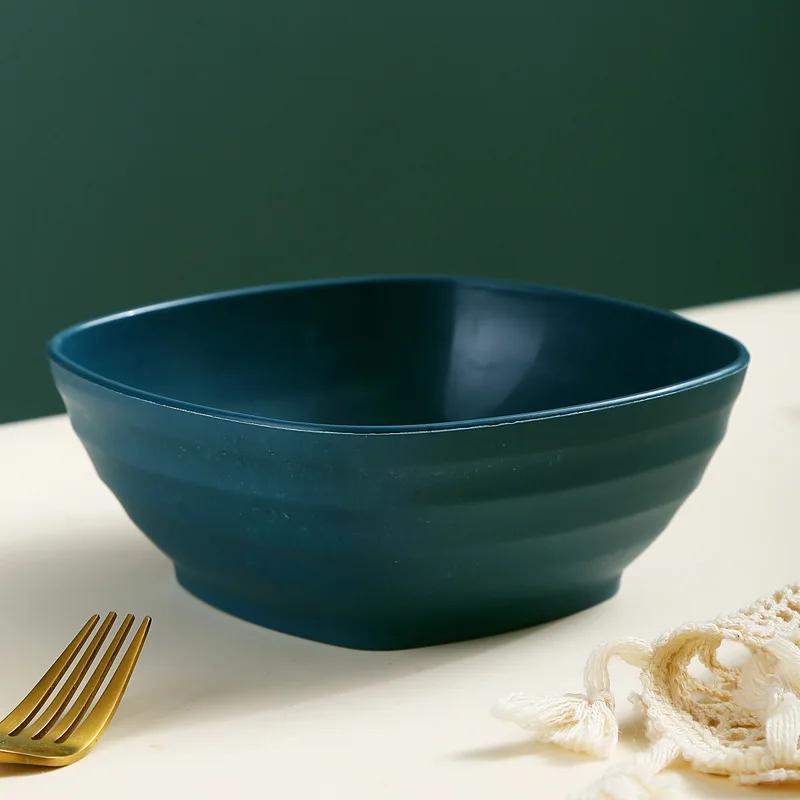 Square Wheat Straw Soup Ramen Bowls Anti-Fall Large Salad Fruit Rice Bowls Food Container Kitchen Tableware Microwave Safe