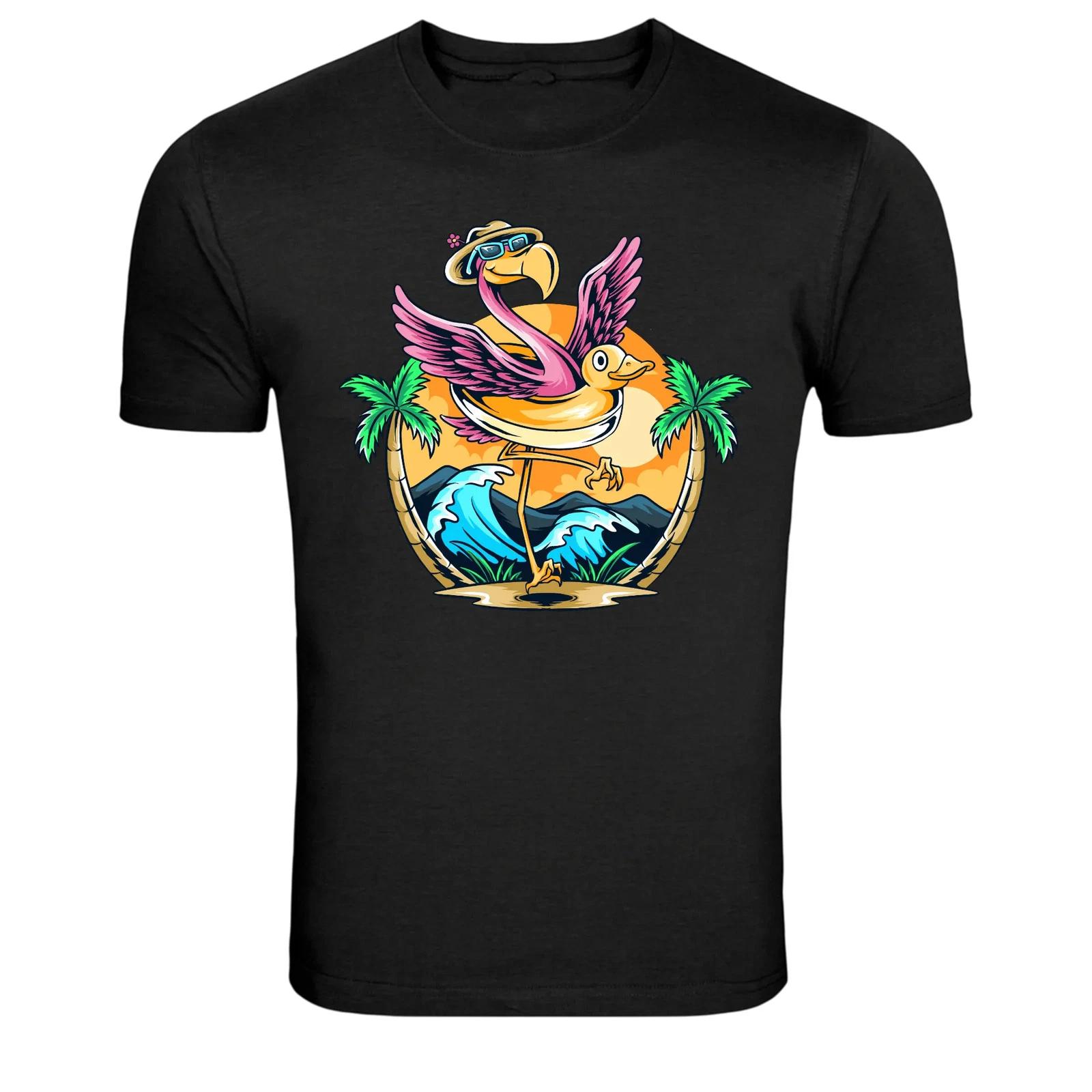 

Flamingo Summer Beach Vibes Graphic T Shirt Tropical Tee 4XL