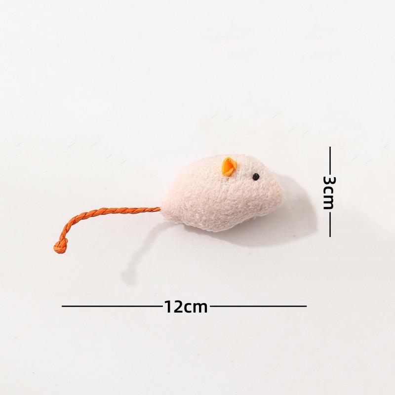 Cute Fabric Mouse Cat Toy with Yellow Tail, Interactive Kitten Chew Teaser, Durable Pet Play Toy for Cats Gift