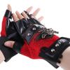 Klinknagel Vingerloze Punk PU Leer Motorhandschoenen Fiets Handschoenen Halve Vinger Handschoenen Schedels Handschoenen