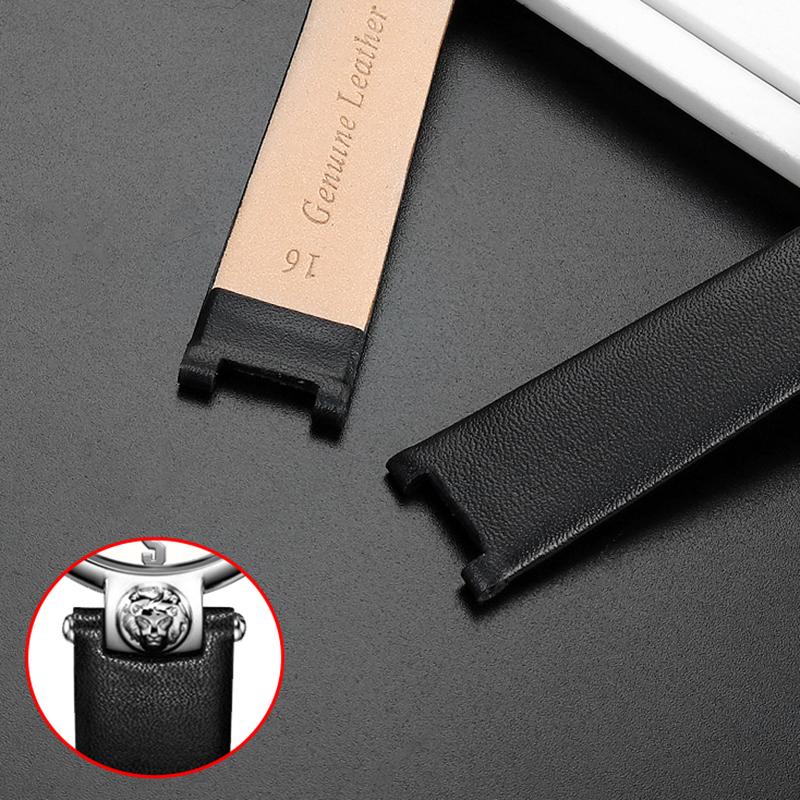16*10mm Notched Genuine Leather Watchband for Ver-sace Female VERSUS VSP490118 VSPCD2217 Watch Band Strap Bracelet Blue White