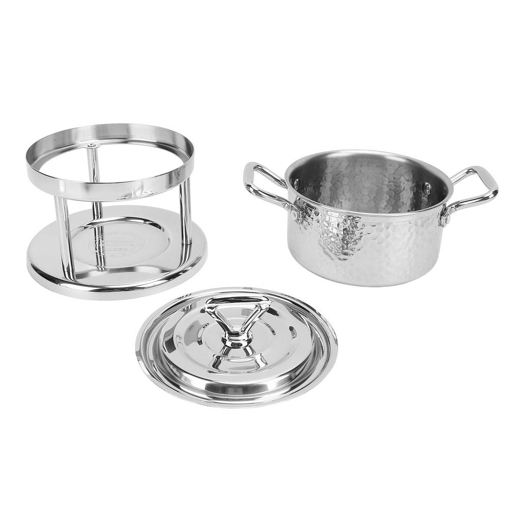 Single Fire Stove 304 Stainless Steel Individual Food Warmer Stove Pan Camping Hot Pot with Lid for