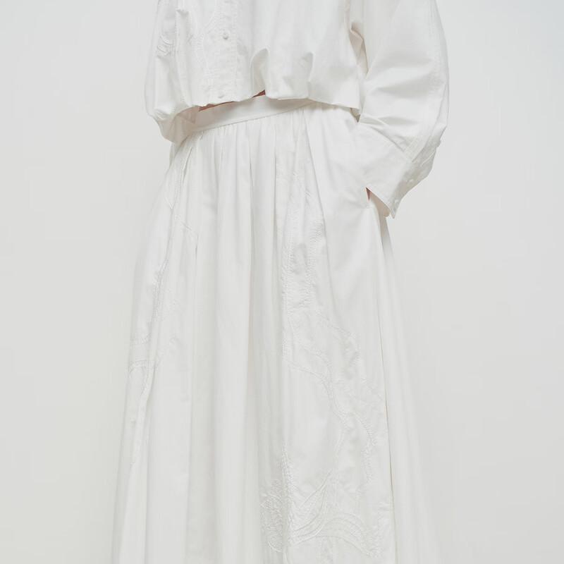 broadcast Women's High-Waisted Jacquard Pleated Mid-Length Skirt