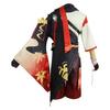   Kostým Kaedehara Kazuha Cosplay Halloween Karneval Kostým Samurai Paruka Červené brýle