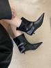 fashion Pointed Toe Women Ankle Boots 2024 New Arrivals Shallow Slip On Black Silver Winter Autumn Party Pumps Shoes Woman Size 35-39