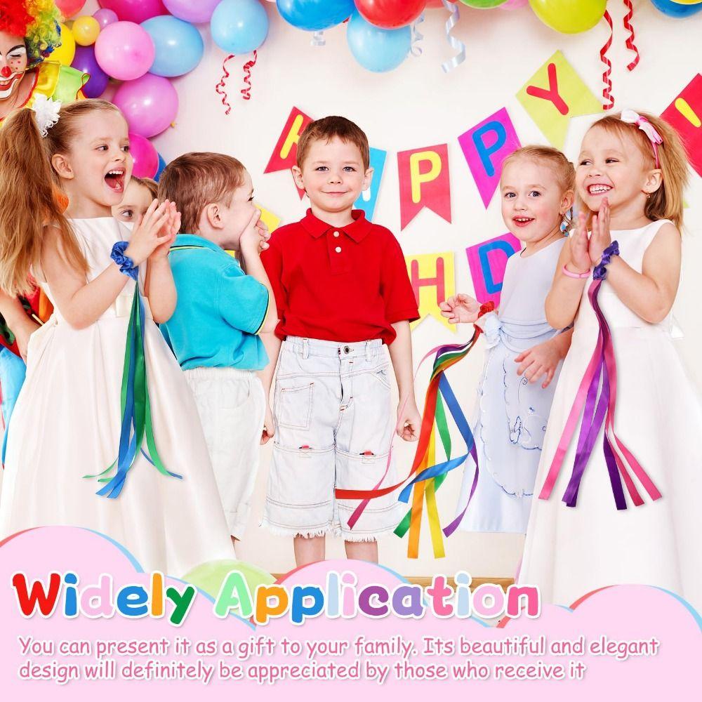6Pcs Multi-purpose Gymnastics Long Ribbon Rainbow Elastic Dance Ribbons  Dance Party
