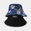 Colorful Men Reversible Printed Fisherman Bucket Hat sublimated Black And White Large size 58-60cm hats