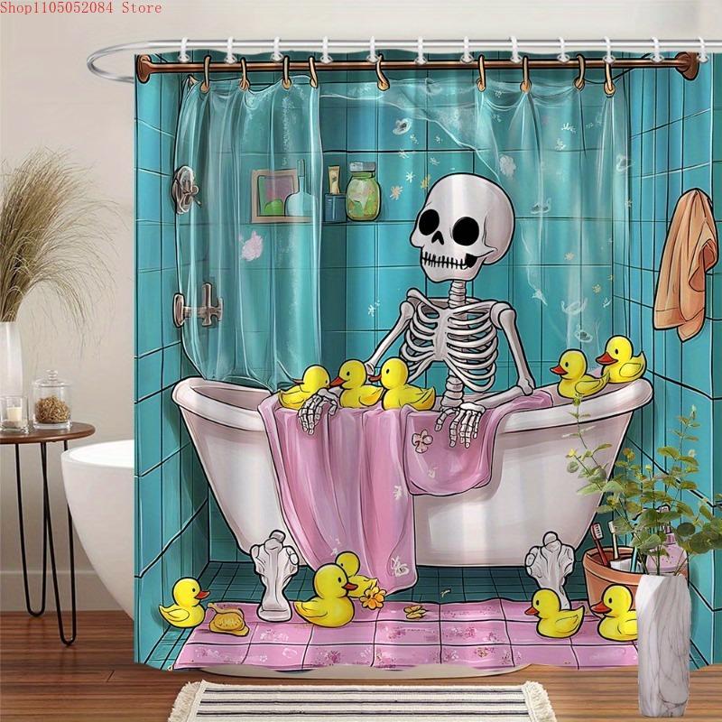 a single whimsical shower curtain featuring -   With Hooks Waterproof Mildew Proof Easy Install Washable