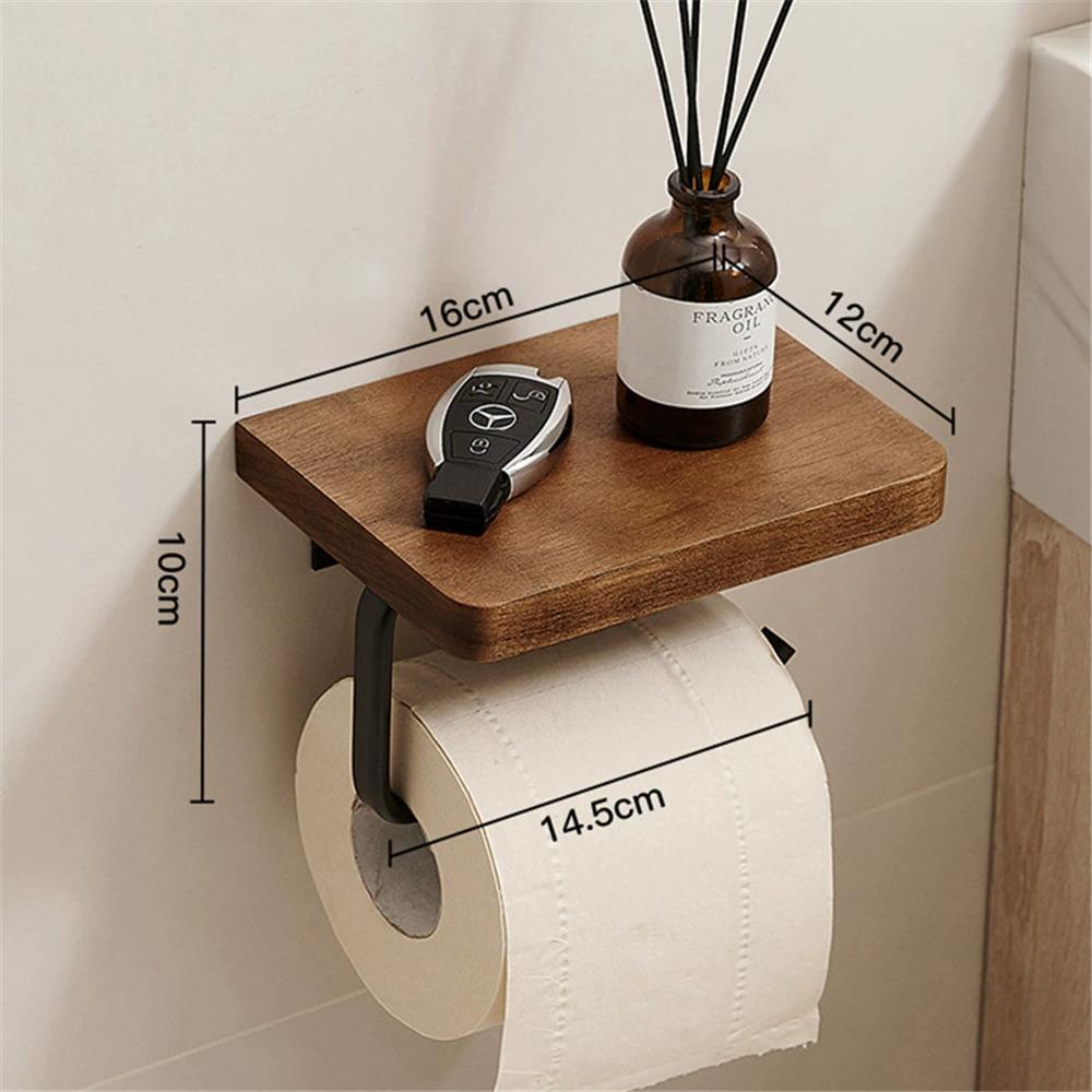 Walnut Aluminum Bathroom Paper Holder with Shelf Bathroom Paperroll Holder Wall Mount Tissue Rack Toilet Paper Holder Tissue Box