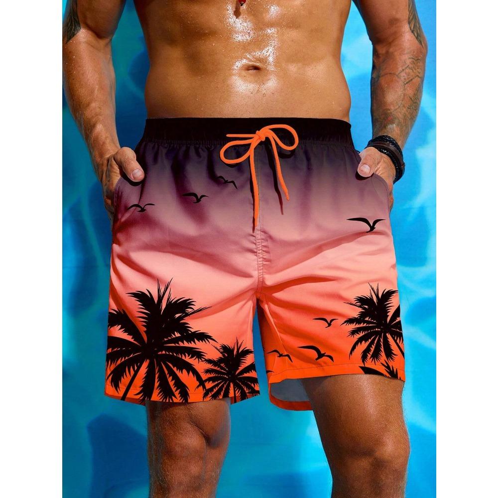 Palma Tropicale Uomo Resort Stampati 3D Pantaloncini da Bagno Tasca Comfort Traspirante Corti Stile Hawaiano Vacanza Spiaggia