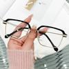 Anti-Blue Light Half-frame Glasses Women Alloy Men Eyeglass Frame Fashionable Square Eyebrow Optical Prescription Glasses Frame
