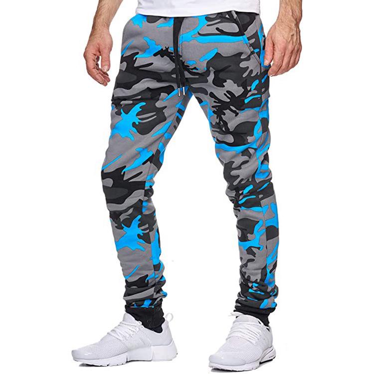 

Men s Camouflage Print Slim Fit Mid-Elastic Casual Sports Long Pants for Autumn and Spring XL синий