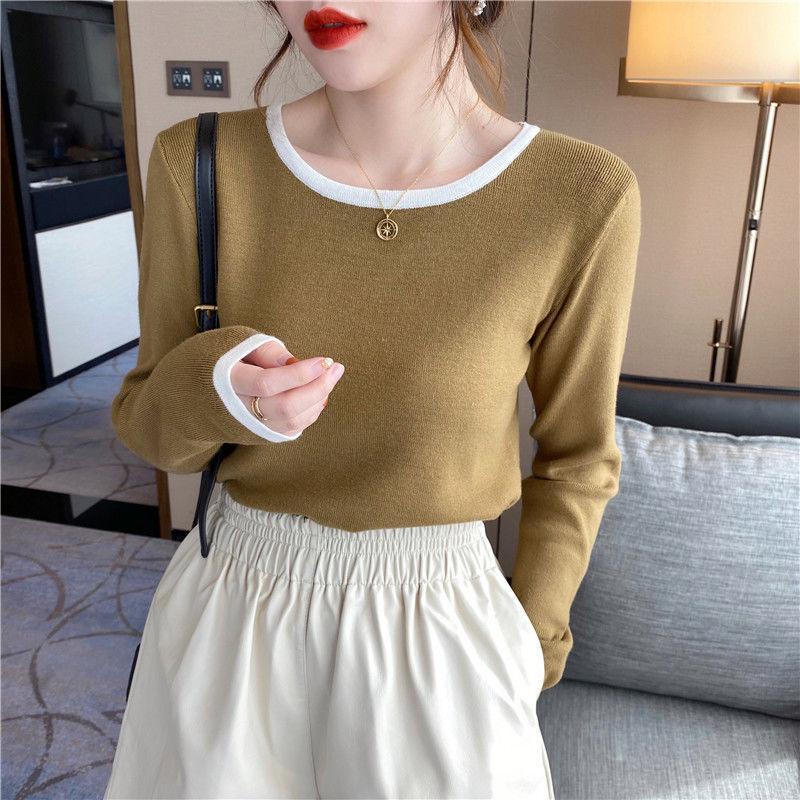 Base Knitted Sweater for Women Autumn and Winter Round Neck T-shirt Top Versatile Slim Sweater