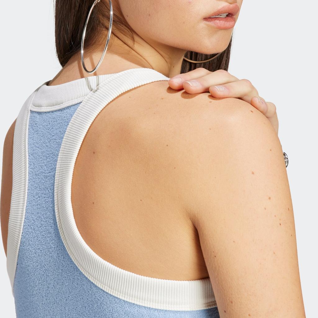 Adidas Originals Spicy Girl Series American Retro Patchwork Logo Print Sleeveless Sports Dress Women Dresses Sky-Blue IC8505
