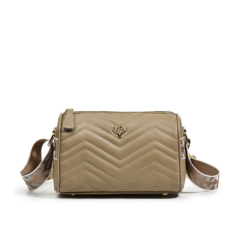 Leather women's bags autumn and winter new fashion embroidered thread shoulder messenger bag first layer cowhide pillow bag