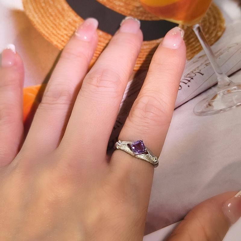 

Brushed Craft Niche Ring S925 Sterling Silver Inlaid Natural Garnet Peridot High Grade Women Ring adjustable open cuff