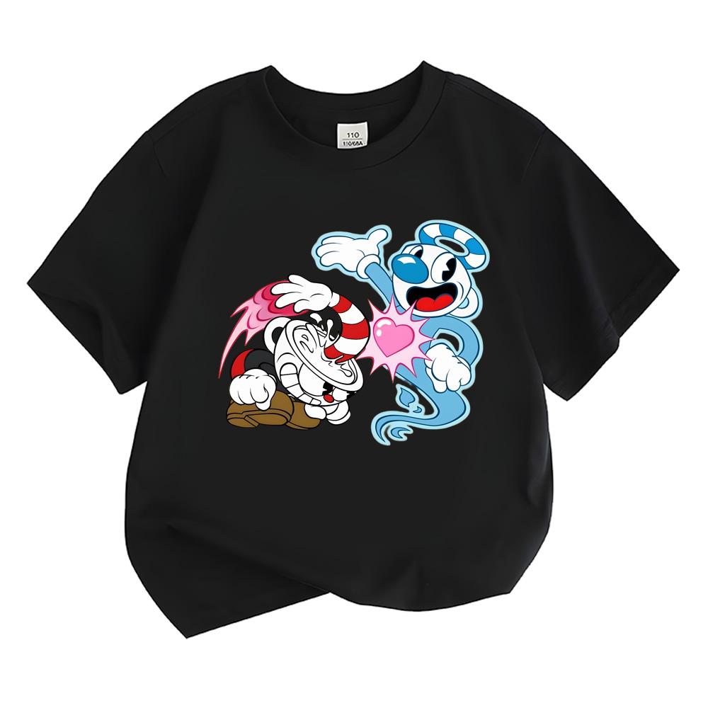 Cuphead  Kawaii Boys Girls T-shirt Kids Clothing Hip Hop Tops Short Sleeves Sports Fashion Streetwear Manga/Comic Tees Toddler