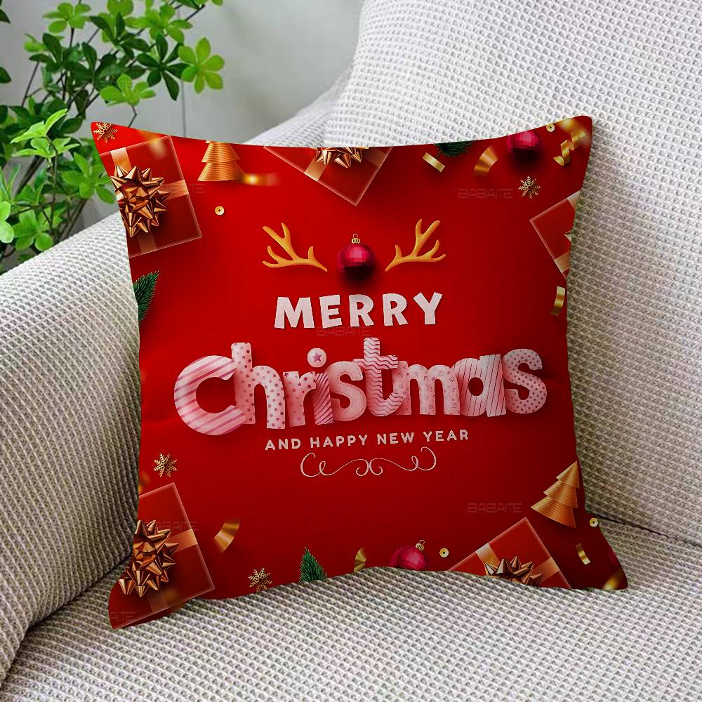 Poszewka na poduszkę Wesołych Świąt Poliester Poduszki na sofę Dekoracyjne poduszki rzucane Wystrój domu Poszewka na poduszkę