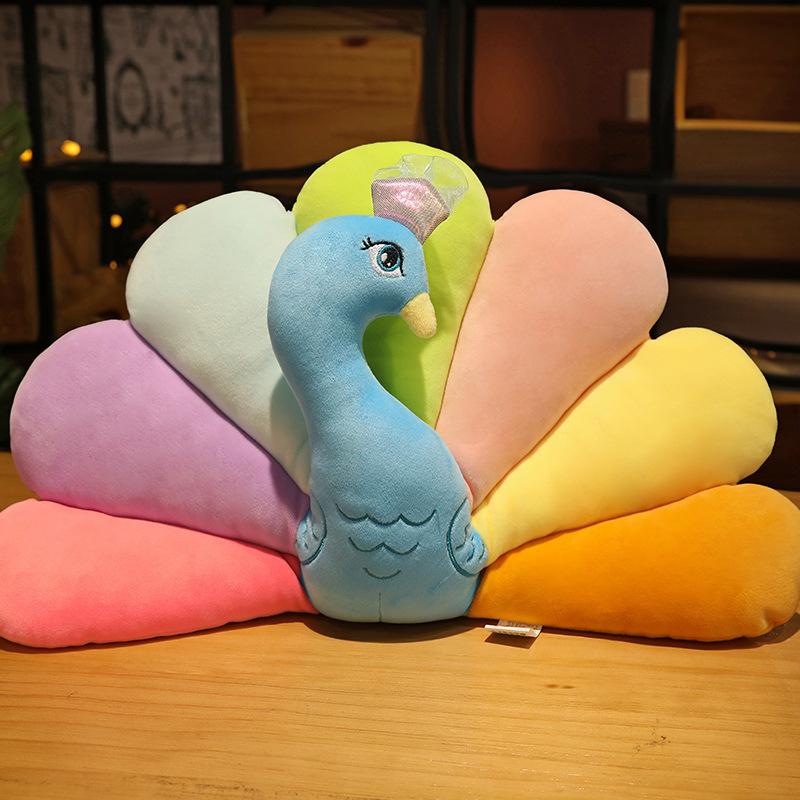 Creative Peacock Open Screen Pillow Plush Toy Doll Zoo Peacock Doll Children Sleeping Soothing Ragdoll